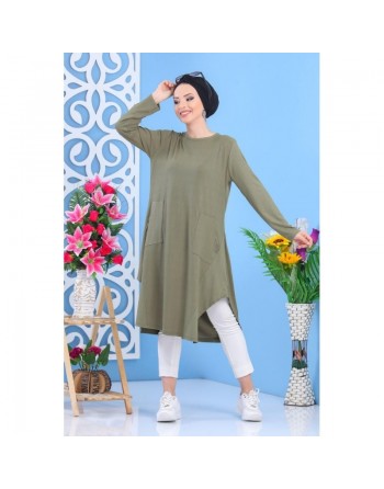 Tunique évasée mi-longue confortable style décontractée pour femme (Plusieurs couleurs disponibles) 