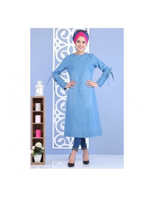 Tunique longue en jean couleur claire pour femme Tunique longue en jean couleur claire pour femme