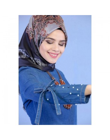 Tunique longue en jean couleur claire pour femme 