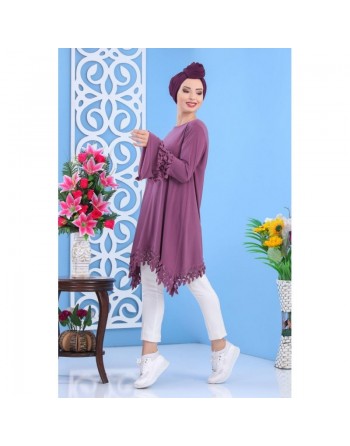 Tunique avec manches évasées pour femme - Couleur mauve 