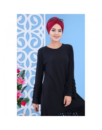 Tunique avec manches évasées pour femme - Couleur noire 
