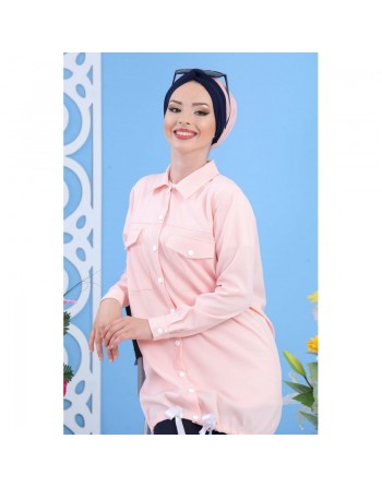 Veste casual légère mi-longue pour femme - Couleur Rose clair 