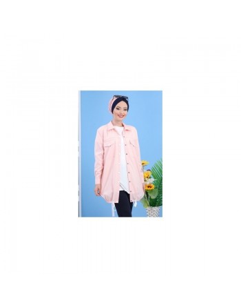 Veste casual légère mi-longue pour femme - Couleur Rose clair 
