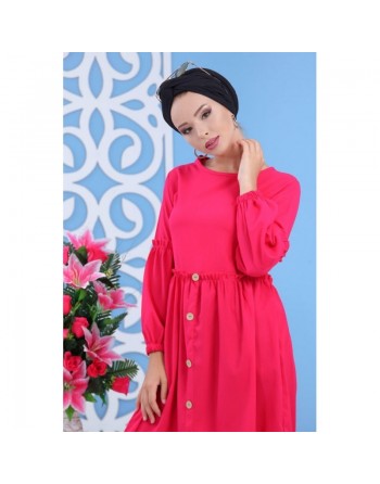 Tunique longue cintrée pour femme - Couleur rose fuchsia 