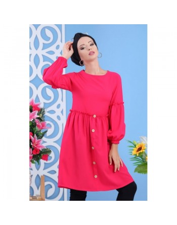 Tunique longue cintrée pour femme - Couleur rose fuchsia 