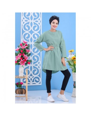 Tunique longue évasée pour femme - Couleur vert amande 