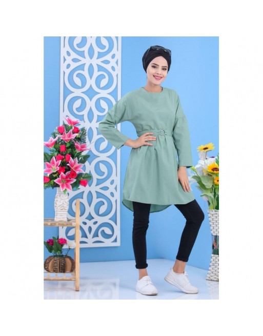 Tunique longue évasée pour femme - Couleur vert amande Tunique longue évasée pour femme - Couleur vert amande