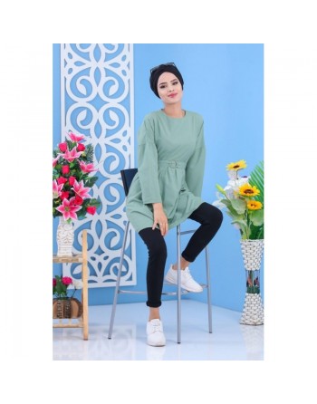 Tunique longue évasée pour femme - Couleur vert amande 