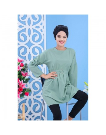 Tunique longue évasée pour femme - Couleur vert amande 