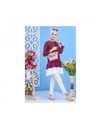 Tunique longue à volant pour femme (Plusieurs couleurs disponibles) 
