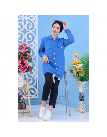 Veste casual légère mi-longue pour femme - Couleur bleu 
