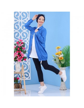 Veste casual légère mi-longue pour femme - Couleur bleu 