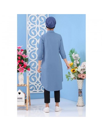 Tunique chemise longue pour femme - Couleur Bleu 