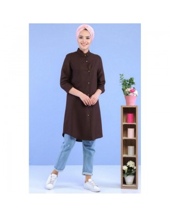 Chemise longue mastour pour femme - Couleur marron foncé 