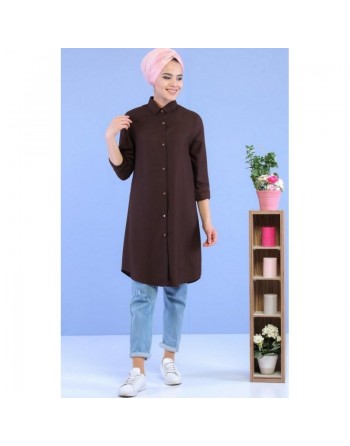 Chemise longue mastour pour femme - Couleur marron foncé 