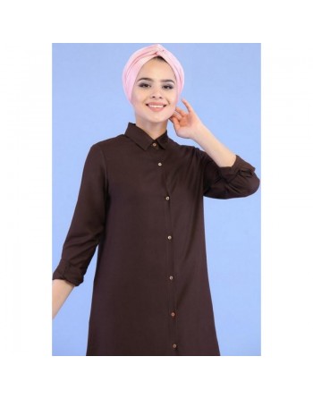 Chemise longue mastour pour femme - Couleur marron foncé 