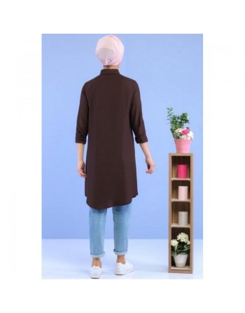 Chemise longue mastour pour femme - Couleur marron foncé 