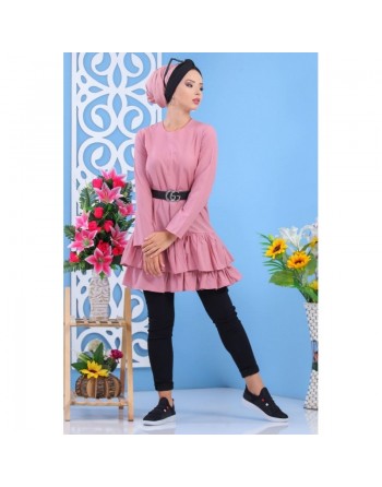 Tunique à volants pour femme - Couleur rose 