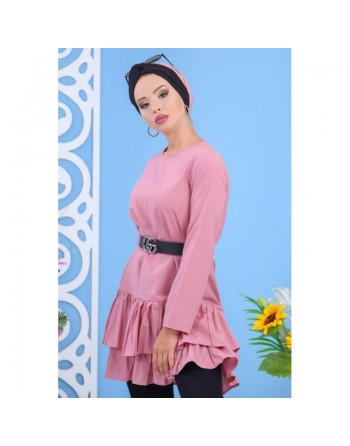 Tunique à volants pour femme - Couleur rose 