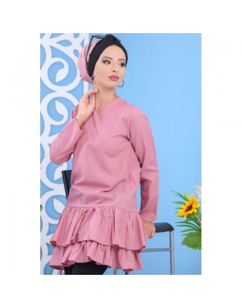 Tunique à volants pour femme - Couleur rose 