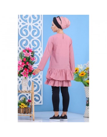Tunique à volants pour femme - Couleur rose 