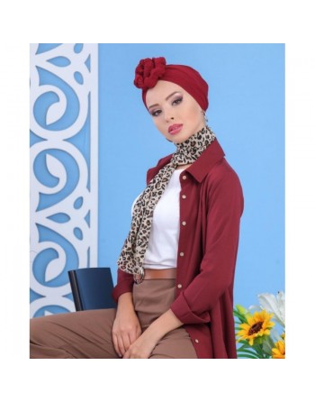Tunique chemise longue pour femme - Couleur Bordeaux 