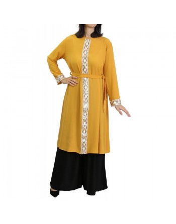 Tunique fluide à manches longues avec strass et broderies pour femme (Plusieurs couleurs disponibles) 