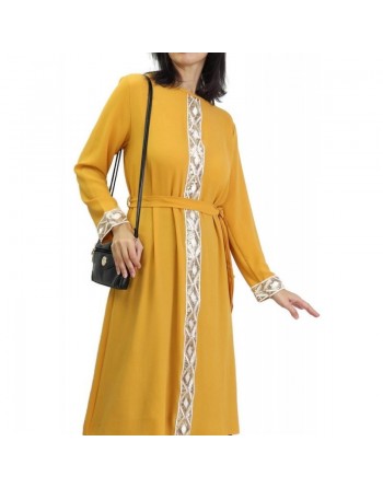 Tunique fluide à manches longues avec strass et broderies pour femme (Plusieurs couleurs disponibles) 