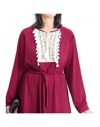 Tunique fluide brodée à pompons pour femme (Plusieurs couleurs disponibles) 