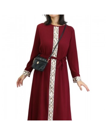 Tunique à manches longues avec strass et ceinture pour femme (Plusieurs couleurs disponibles) 