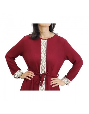 Tunique à manches longues avec strass et ceinture pour femme (Plusieurs couleurs disponibles) 