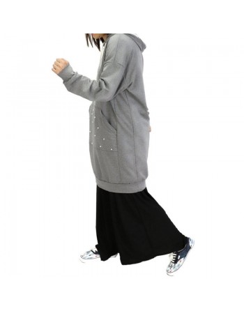Sweat long perlé pour femme - Couleur gris chiné 