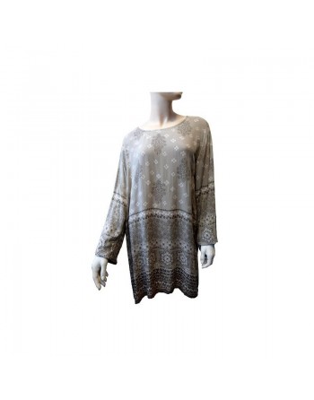 Tunique en viscose à motifs pour femme - Couleur beige et taupe 
