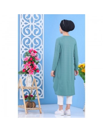 Tunique mi-longue évasée de couleur vert menthe 