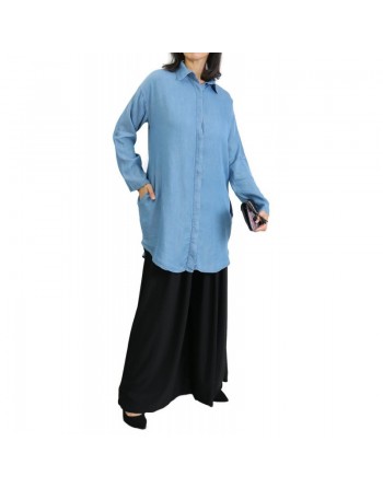 Chemise mi-longue toute saison - Couleur Jean clair 