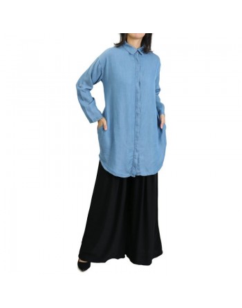Chemise mi-longue toute saison - Couleur Jean clair 
