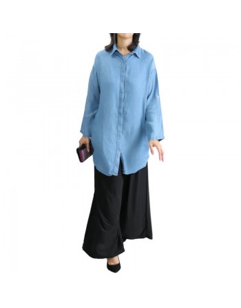 Chemise mi-longue toute saison - Couleur Jean clair 