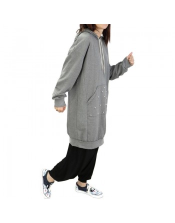Sweat long perlé pour femme - Couleur Noir 