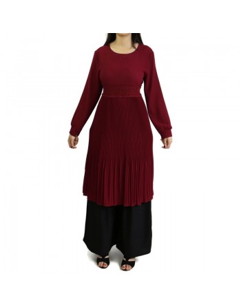 Tunique évasée plissée - Couleur bordeaux 