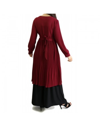 Tunique évasée plissée - Couleur bordeaux 