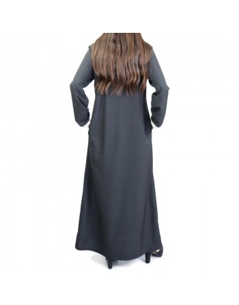 Djellaba marocaine pour femme avec dentelle et capuche - Couleur noire 