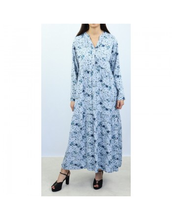 Robe bleu ciel avec motifs fleurs 