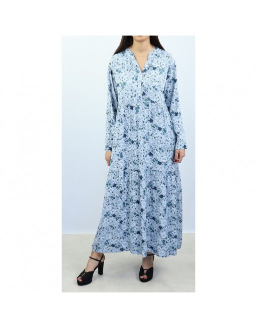 Robe bleu ciel avec motifs fleurs Robe bleu ciel avec motifs fleurs