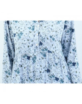 Robe bleu ciel avec motifs fleurs 
