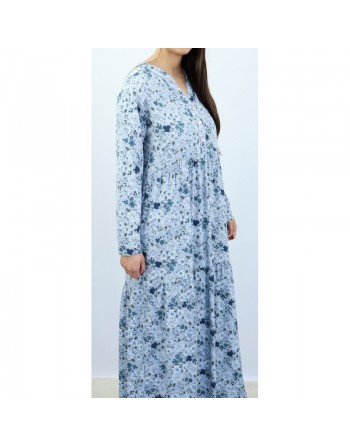 Robe bleu ciel avec motifs fleurs 