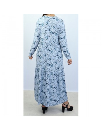Robe bleu ciel avec motifs fleurs 