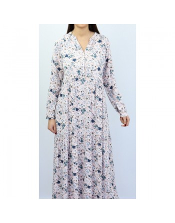 Robe rose clair avec motifs fleurs 