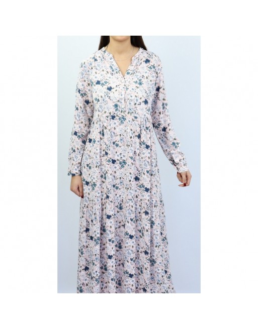 Robe rose clair avec motifs fleurs Robe rose clair avec motifs fleurs