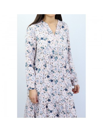 Robe rose clair avec motifs fleurs 