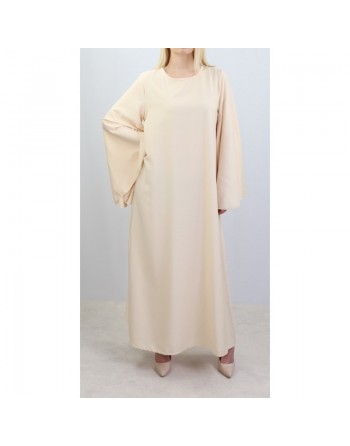 Robe manches évasées avec sa ceinture - Couleur crème 